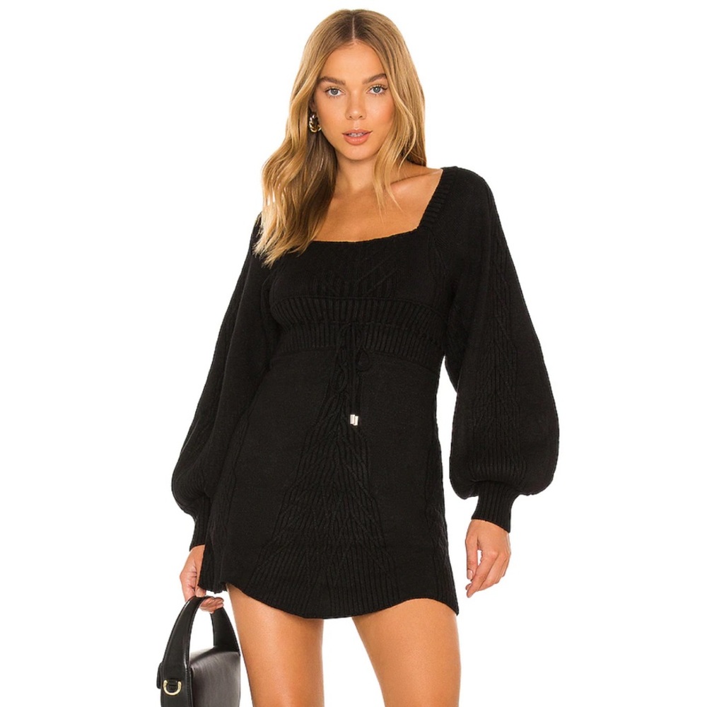 Free People Emmaline Mini Knit Dress / Black